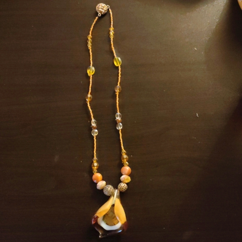 Genuine topaz and glass necklace